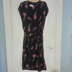 Vintage 70s GANNI Dark Floral Skirt Set Size XL